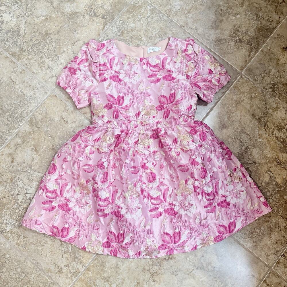 Shop the Mint The Eloise Fuchsia Pink Metallic Floral Dress, Size 10/12